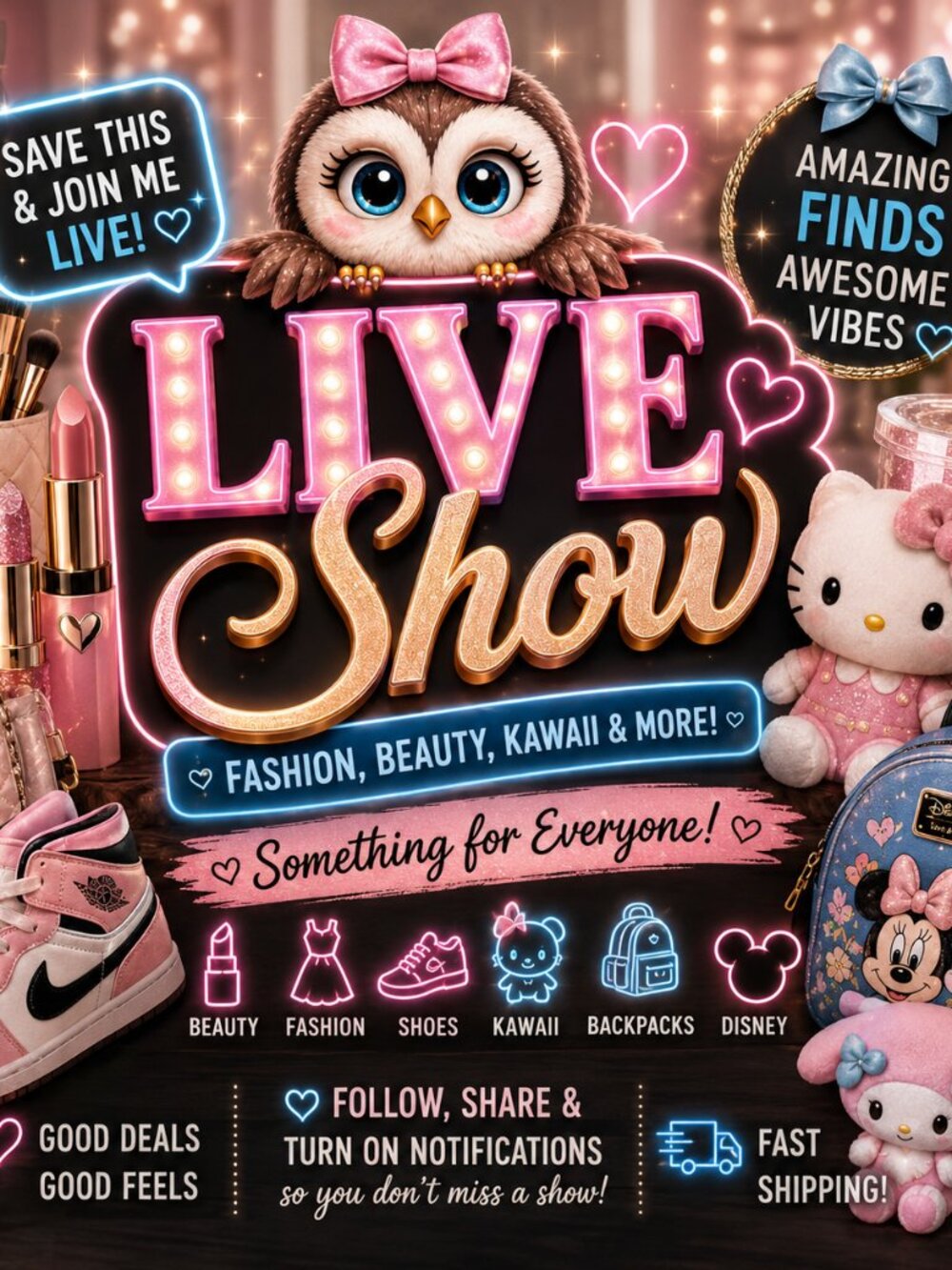 LIVE SHOW! COME AND JOIN THE FUN AND GET SOME DEALS.